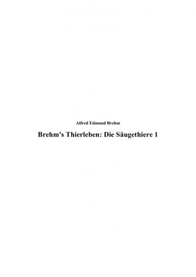 'Cover von Brehm’s Thierleben: Die Säugethiere'-Cover