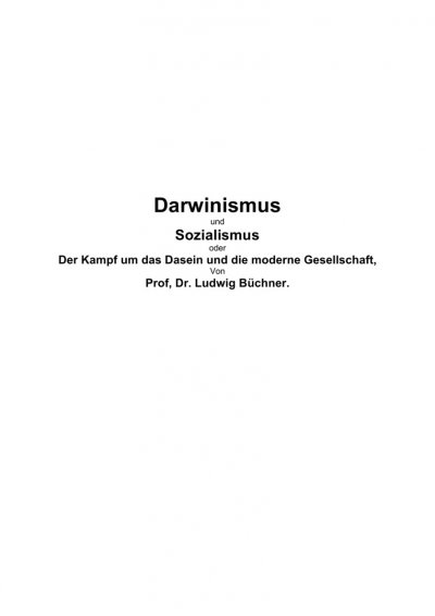 'Cover von Darwinismus und Sozialismus'-Cover