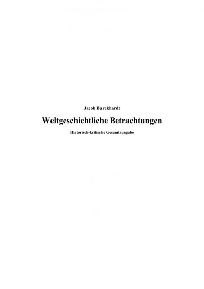 'Cover von Weltgeschichtliche Betrachtungen'-Cover