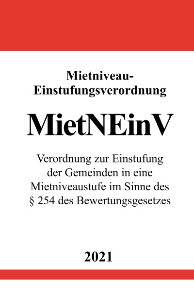 'Cover von Mietniveau-Einstufungsverordnung (MietNEinV)'-Cover