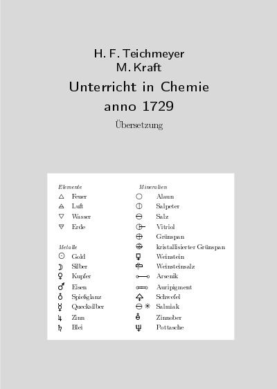 'Cover von Unterricht in Chemie anno 1729'-Cover