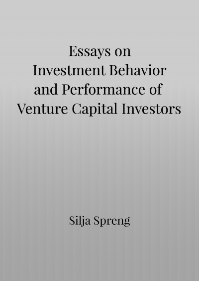 'Cover von Essays on Investment Behavior and Performance of Venture Capital Investors'-Cover