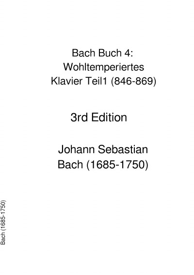 'Cover von Bach Buch 4: Wohltemperiertes Klavier Teil 1 (846-869)'-Cover