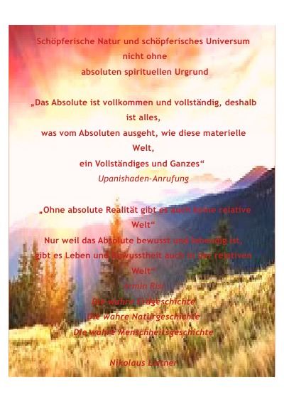 'Cover von Schöpferisches Universum und schöpferische Natur nicht ohne absoluten spirituellen Urgrund'-Cover