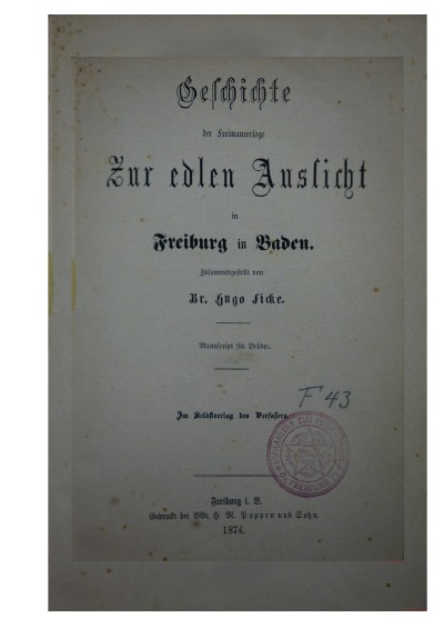 'Cover von Geschichte der Freimaurerloge Zur edlen Aussicht 1784-1874'-Cover