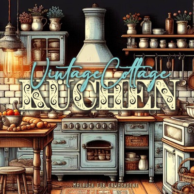 'Cover von Vintage Cottage Küchen Malbuch für Erwachsene'-Cover