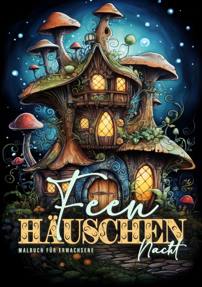 'Cover von Feen Häuschen Nacht Malbuch für Erwachsene'-Cover