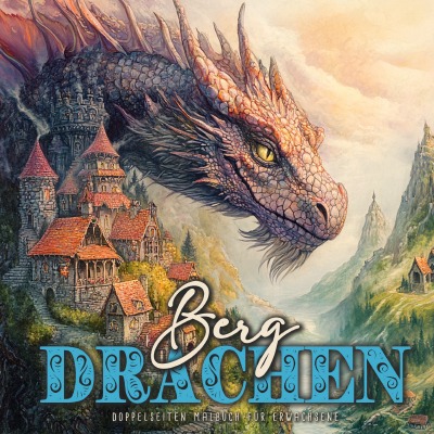 'Cover von Berg-Drachen Malbuch für Erwachsene Doppelseitig'-Cover