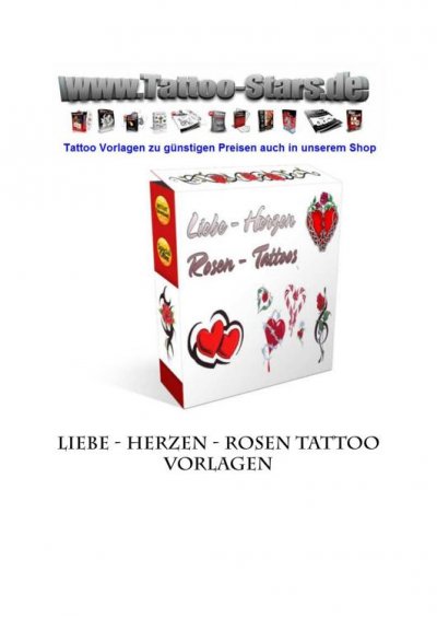 'Cover von Liebe – Herzen – Rosen Tattoo Vorlagen: Große Auswahl an hochwertigen Tattoo Design Vorlagen mit dem Motiv Liebe – Herzen – Rosen.'-Cover