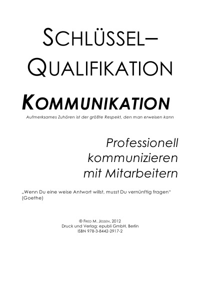 'Cover von Schlüsselqualifikation Kommunikation …'-Cover