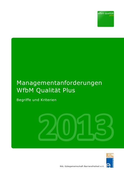 'Cover von Managementanforderungen WfbM Qualität Plus 2013'-Cover