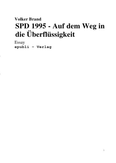 'Cover von SPD 1995- Auf dem Weg in die Überflüssigkeit'-Cover