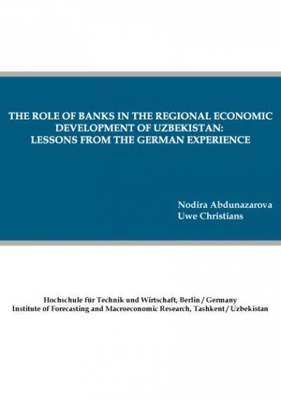 'Cover von The role of banks in the regional economic development of Uzbekistan: lessons from the German experience'-Cover