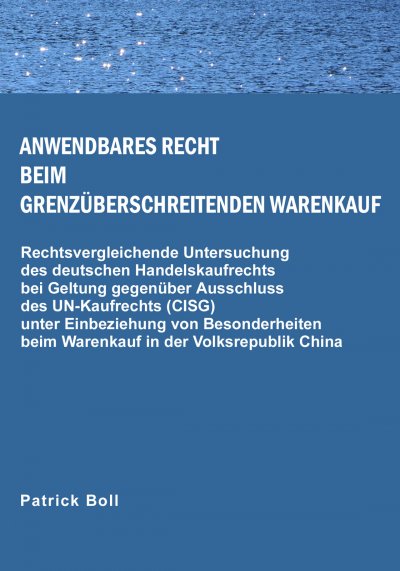 'Cover von Anwendbares Recht beim grenzüberschreitenden Warenkauf'-Cover