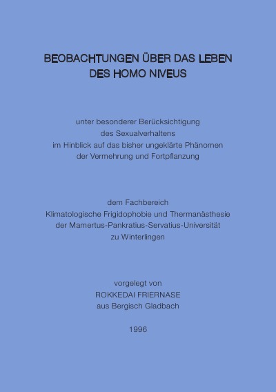 'Cover von Beobachtungen über das Leben des Homo niveus'-Cover