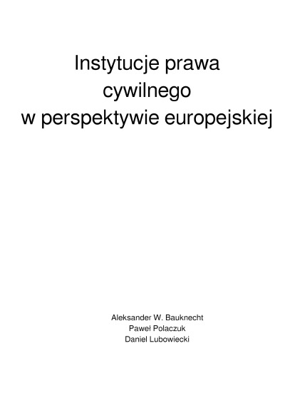 'Cover von Instytucje prawa cywilnego w perspektywie europejskiej'-Cover