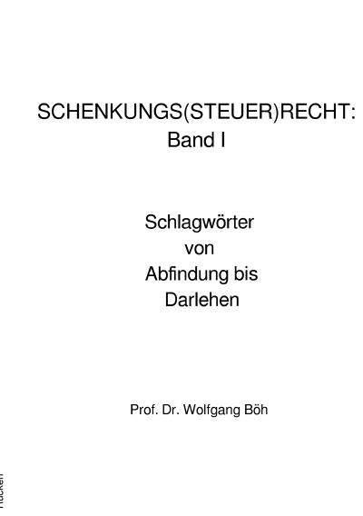 'Cover von SCHENKUNGS(STEUER)RECHT: Band I'-Cover